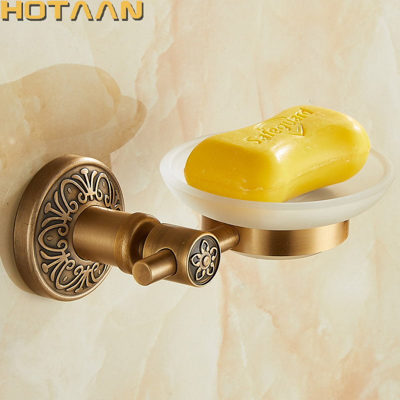 Glass Soap Dish - Твердый алюминиевый настенный античный латунный цвет,