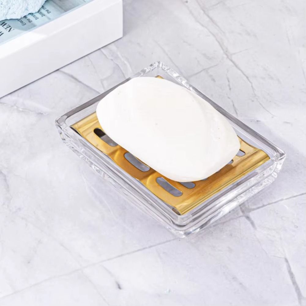 Glass Soap Dish - Элегантная двухслойная прямоугольная мыльница из нержавеющей